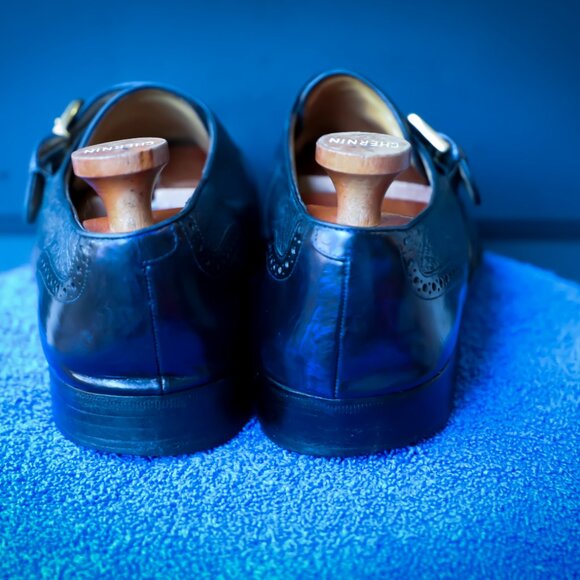 SALE - Moreschi 10.5 Burnished Monk Strap Black and Blue Mens Dress Shoes main image 14